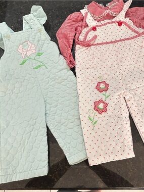 Bundle, baby girls, quilted coveralls, size 12 months
